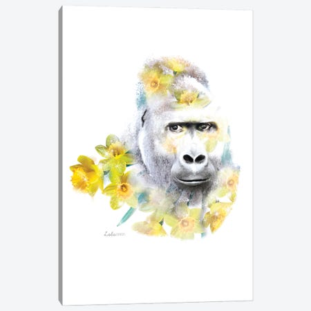 Wildlife Botanical Gorilla Canvas Print #LLG14} by Lola Design Art Print