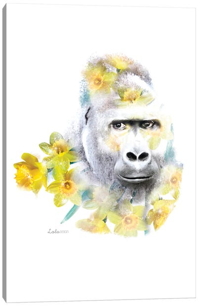 Wildlife Botanical Gorilla Canvas Art Print - Gorilla Art