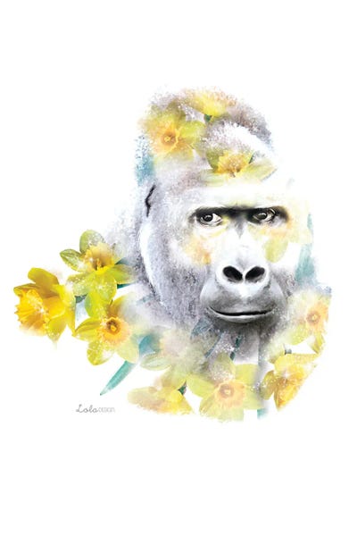 Daffodils: Wildlife Botanical Gorilla by Lola Design