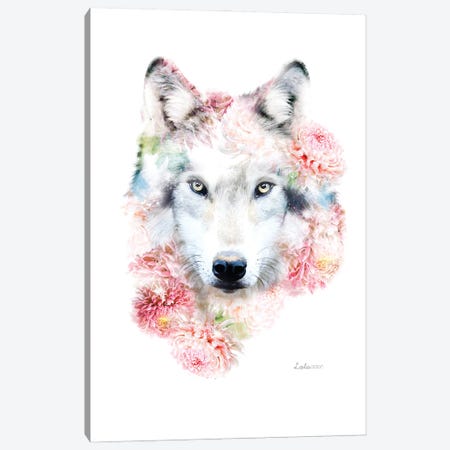 Wildlife Botanical Wolf Canvas Print #LLG15} by Lola Design Canvas Art Print