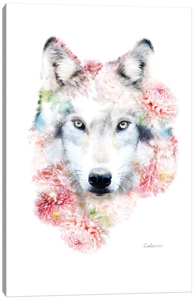 Wildlife Botanical Wolf Canvas Art Print - Lola Design