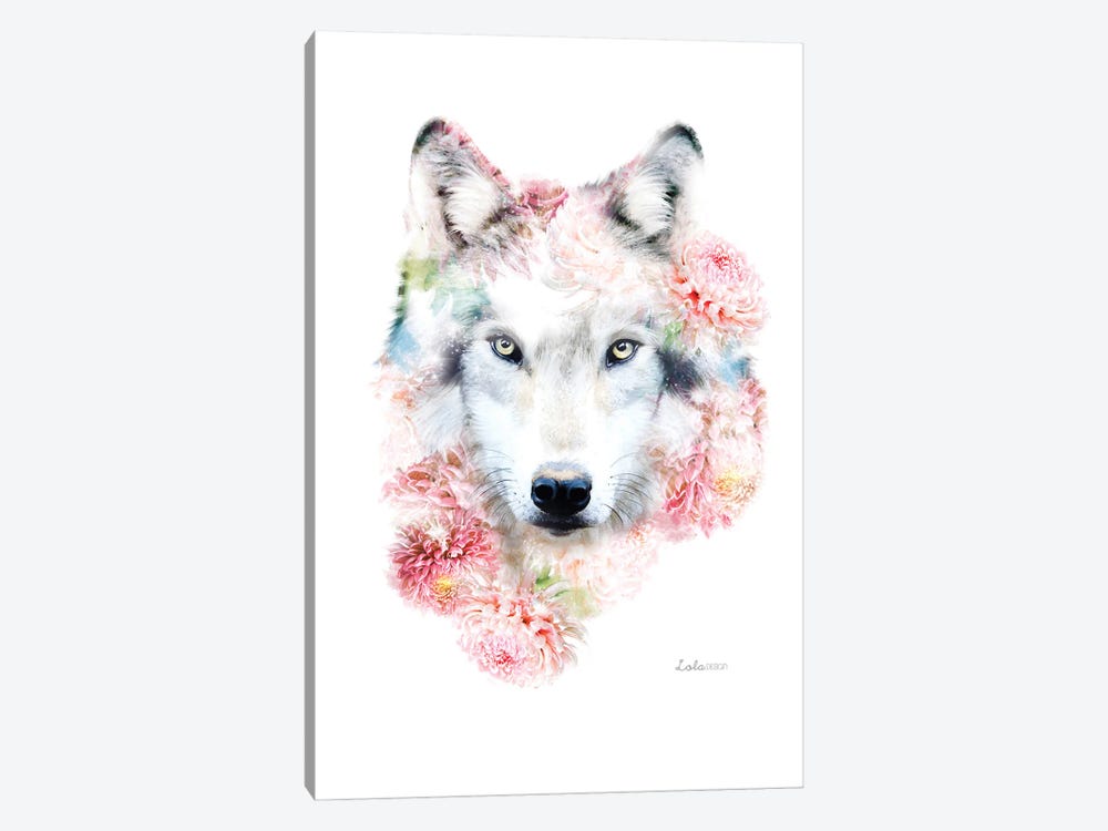 Wildlife Botanical Wolf by Lola Design 1-piece Canvas Art