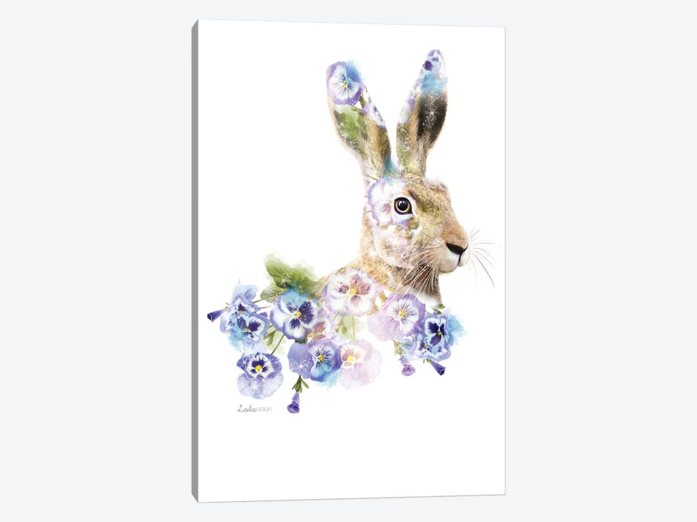 Wildlife Botanical Hare by Lola Design 1-piece Canvas Art Print