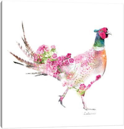 Wildlife Botanical Pheasant Canvas Art Print - Pheasant Art