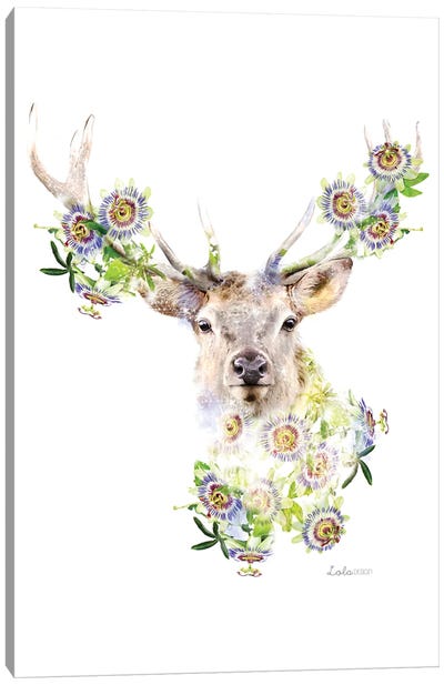 Wildlife Botanical Stag Canvas Art Print - Lola Design