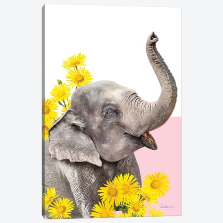 So Safari Elephant Canvas Print #LLG1} by Lola Design Canvas Artwork