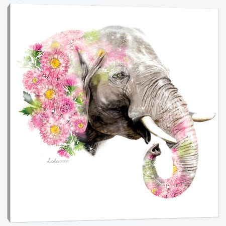 Wildlife Botanical Elephant Canvas Print #LLG20} by Lola Design Art Print