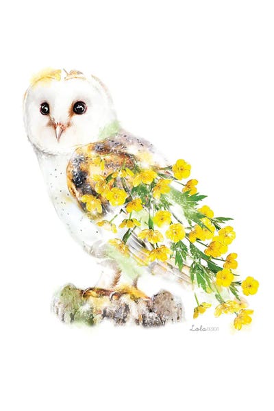Embellished Animals: Wildlife Botanical Barn Owl by Lola Design