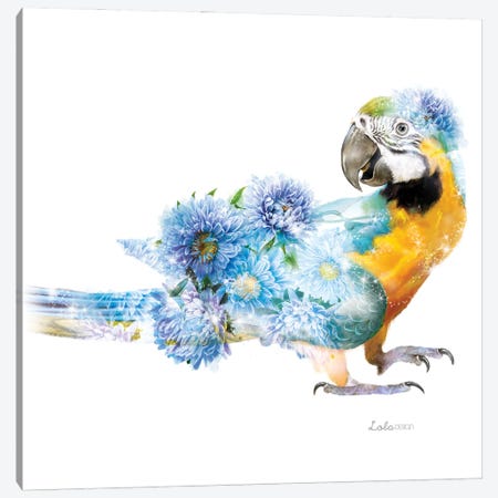 Wildlife Botanical Parrot Canvas Print #LLG22} by Lola Design Canvas Print