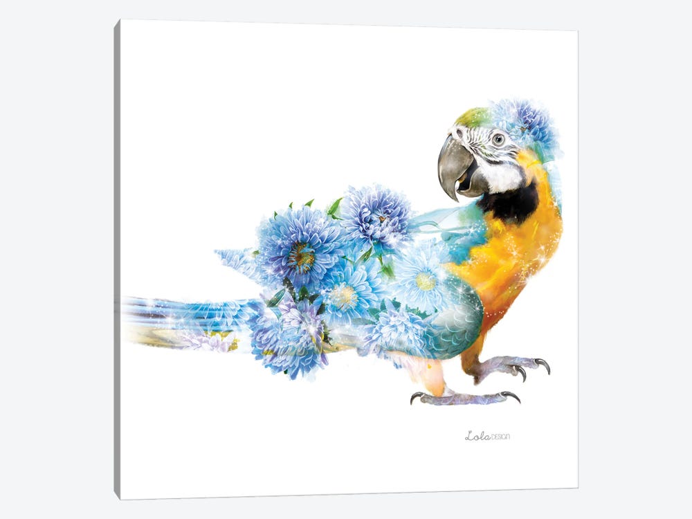 Wildlife Botanical Parrot by Lola Design 1-piece Canvas Art