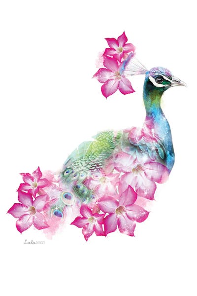 Embellished Animals: Wildlife Botanical Peacock by Lola Design