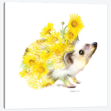 Wildlife Botanical Hedgehog Canvas Print #LLG25} by Lola Design Canvas Art
