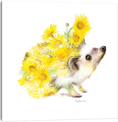 Wildlife Botanical Hedgehog Canvas Art Print - Lola Design
