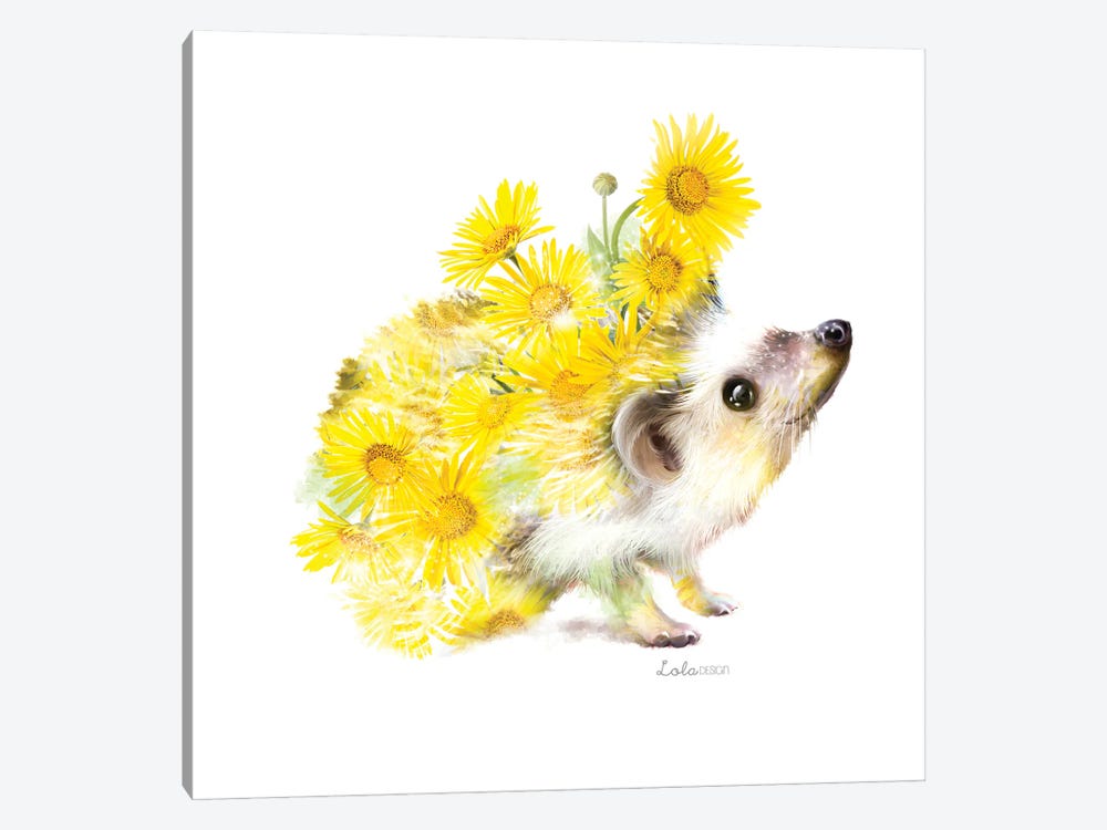 Wildlife Botanical Hedgehog by Lola Design 1-piece Art Print