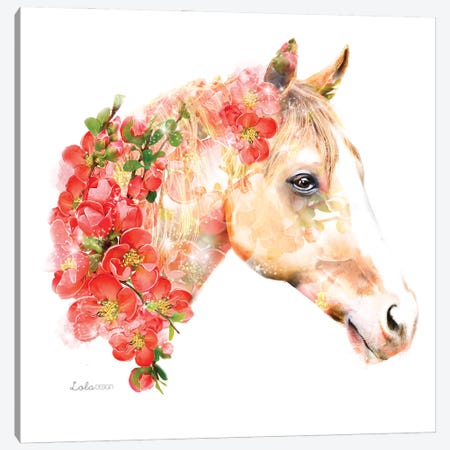Wildlife Botanical Horse Canvas Print #LLG26} by Lola Design Canvas Artwork