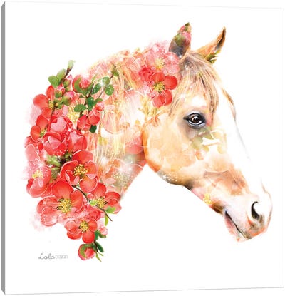 Wildlife Botanical Horse Canvas Art Print - Embellished Animals