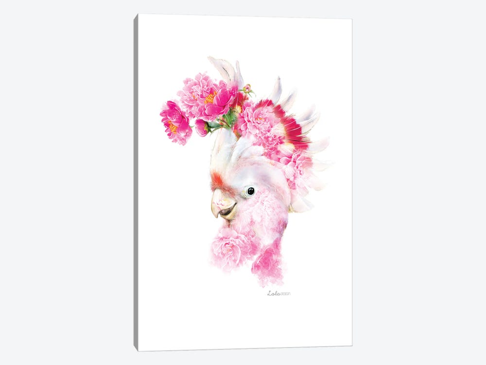 Wildlife Botanical Pink Cockatoo by Lola Design 1-piece Canvas Print