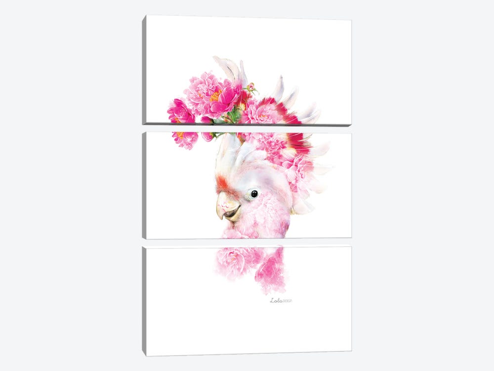 Wildlife Botanical Pink Cockatoo by Lola Design 3-piece Canvas Print