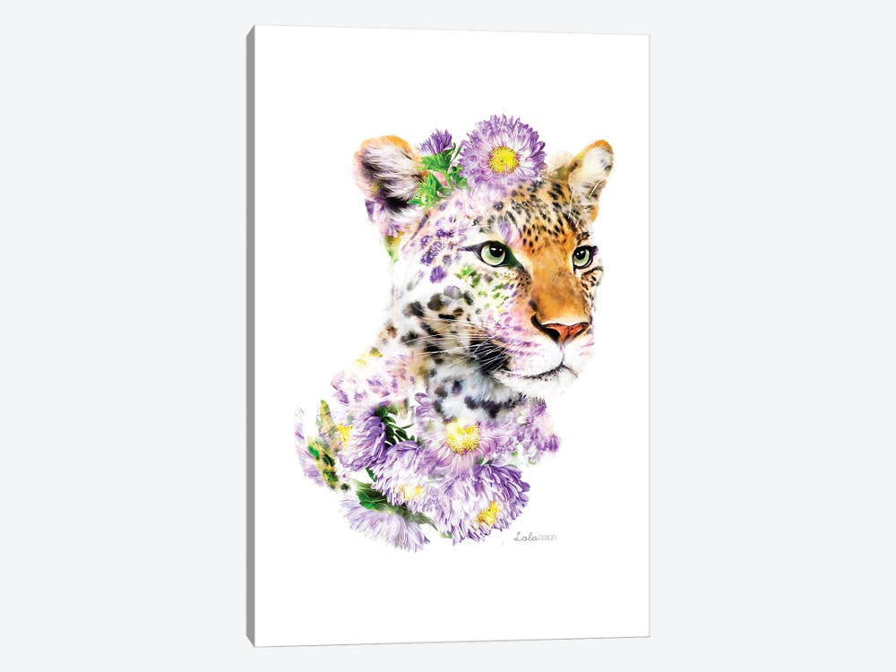 Wildlife Botanical Leopard by Lola Design 1-piece Canvas Art