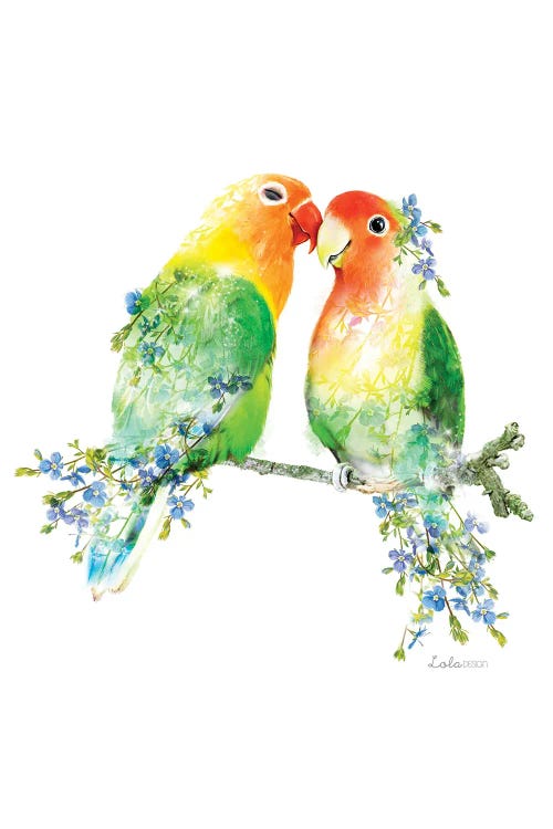 Wildlife Botanical Love Birds