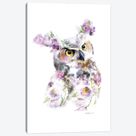 Wildlife Botanical Great Horned Owl Canvas Print #LLG30} by Lola Design Canvas Art