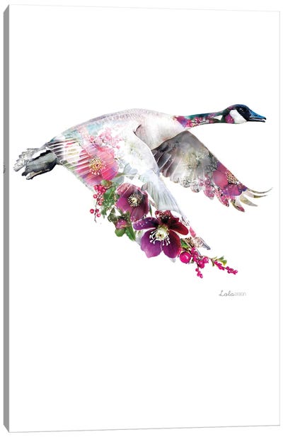 Wildlife Botanical Canada Goose Canvas Art Print - Embellished Animals