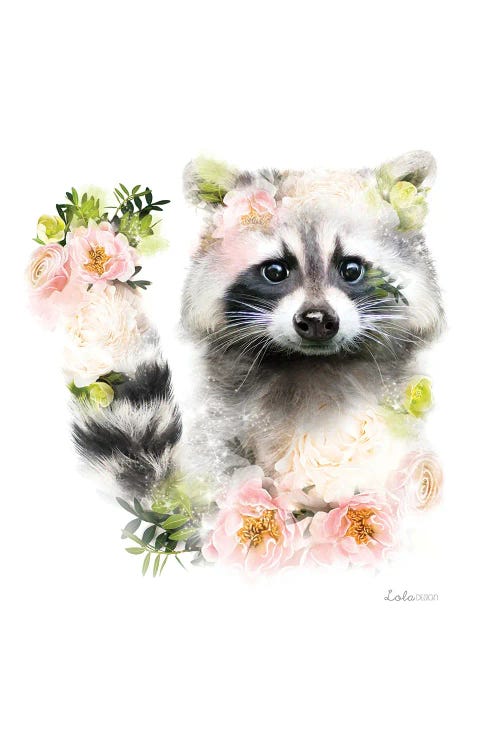 Wildlife Botanical Raccoon