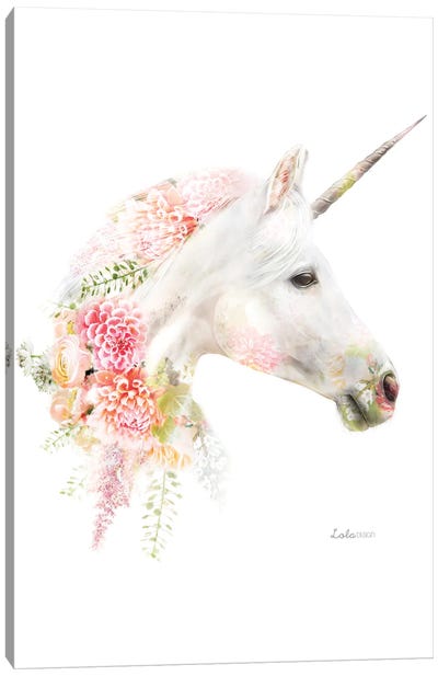 Wildlife Botanical Unicorn Canvas Art Print - Embellished Animals