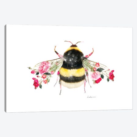 Wildlife Botanical Bee Canvas Print #LLG39} by Lola Design Canvas Artwork