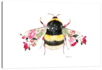 Wildlife Botanical Bee Canvas Art Print - Embellished Animals