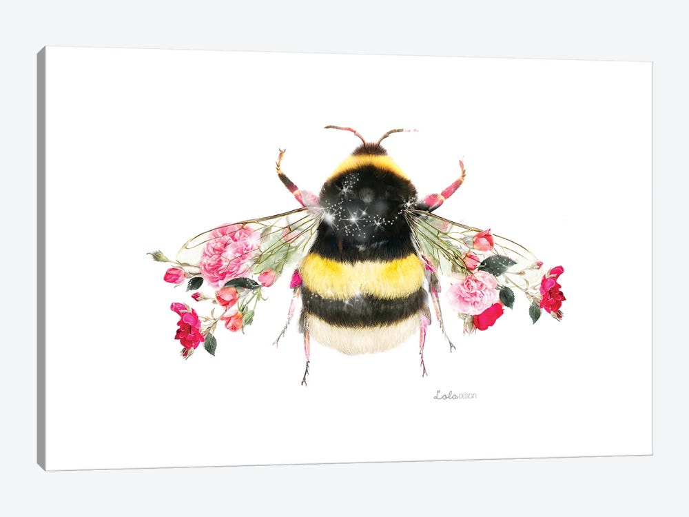 Wildlife Botanical Bee by Lola Design 1-piece Canvas Wall Art