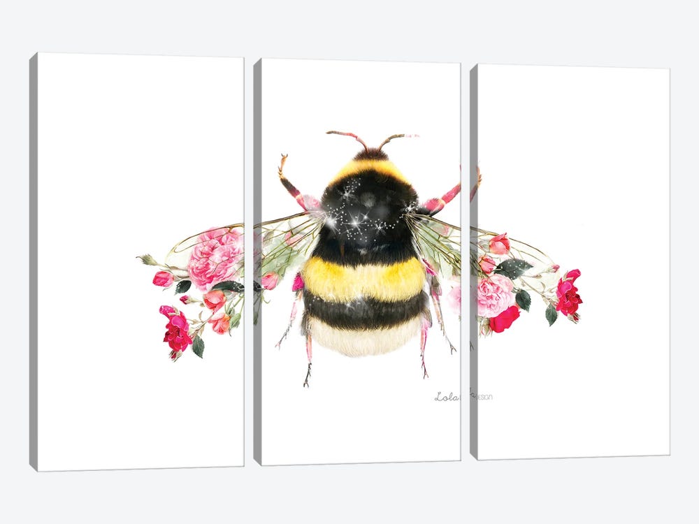 Wildlife Botanical Bee by Lola Design 3-piece Canvas Artwork