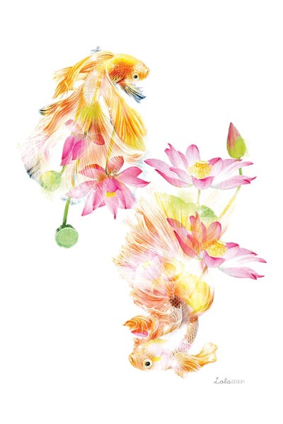 Goldfish: Wildlife Botanical Japanese Fighting Fish by Lola Design
