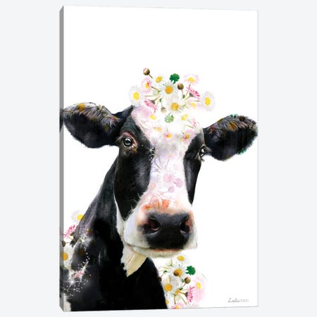 Wildlife Botanical Cow Canvas Print #LLG41} by Lola Design Art Print