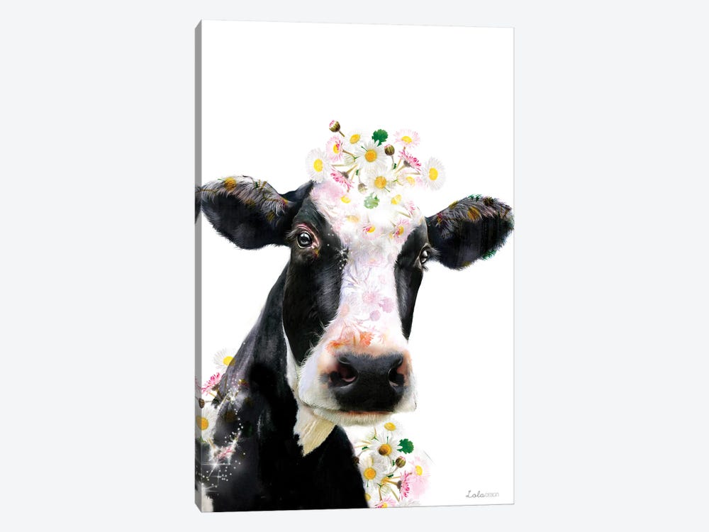Wildlife Botanical Cow by Lola Design 1-piece Canvas Print
