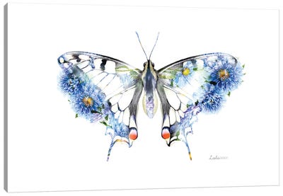 Wildlife Botanical Swallowtail Butterfly Canvas Art Print - Embellished Animals