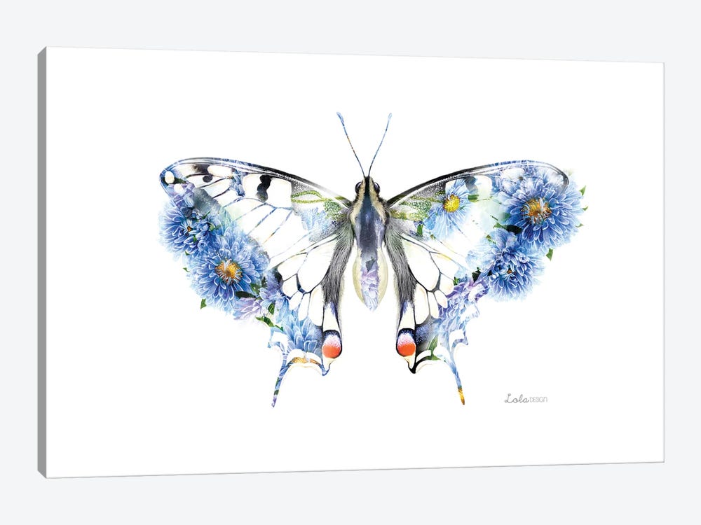 Wildlife Botanical Swallowtail Butterfly by Lola Design 1-piece Canvas Artwork