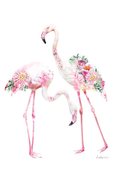 Embellished Animals: Wildlife Botanical Flamingos by Lola Design