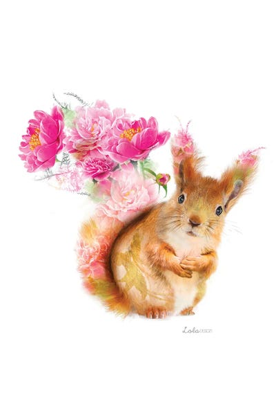 Wildlife Botanical Red Squirrel by Lola Design metal wall art