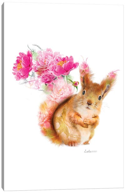 Wildlife Botanical Red Squirrel Canvas Art Print - Lola Design
