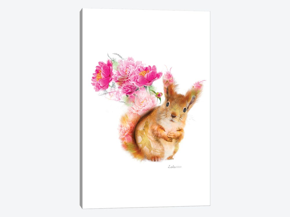 Wildlife Botanical Red Squirrel by Lola Design 1-piece Canvas Artwork