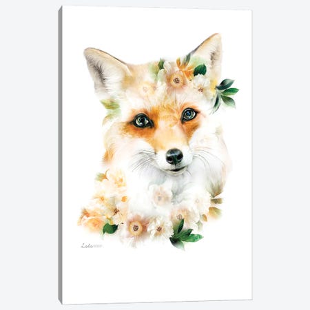 Wildlife Botanical Fox Canvas Print #LLG45} by Lola Design Canvas Wall Art