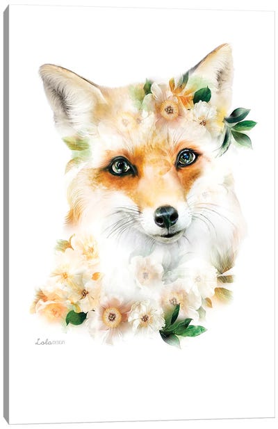 Wildlife Botanical Fox Canvas Art Print - Lola Design