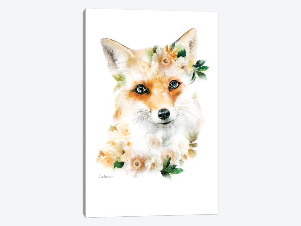 Wildlife Botanical Fox by Lola Design 1-piece Canvas Print
