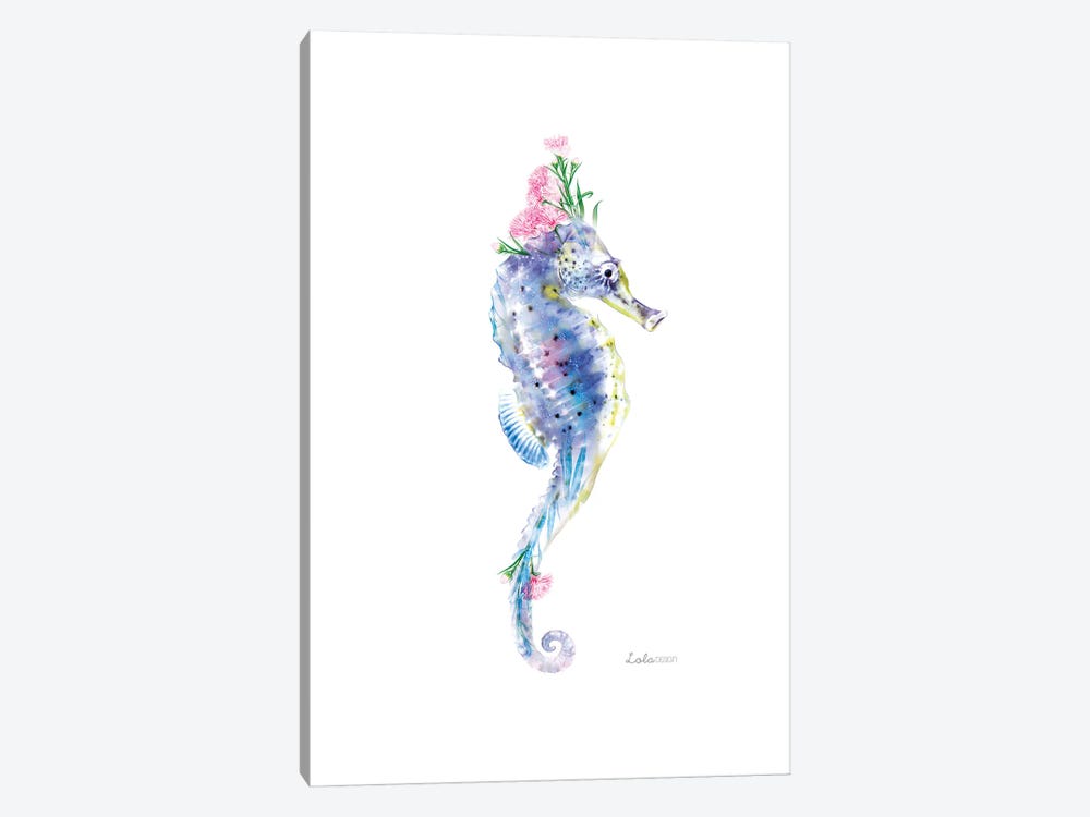 Wildlife Botanical Seahorse by Lola Design 1-piece Canvas Art