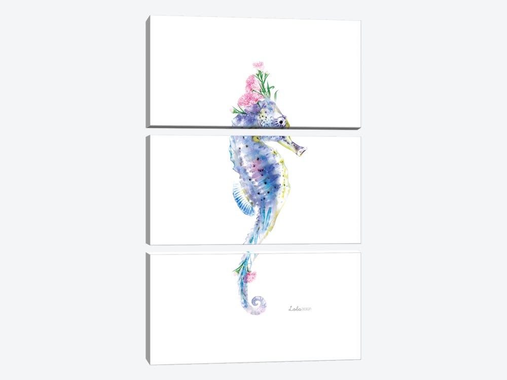 Wildlife Botanical Seahorse by Lola Design 3-piece Canvas Art