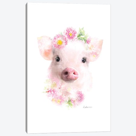 Wildlife Botanical Micro Pig Canvas Print #LLG49} by Lola Design Canvas Art Print