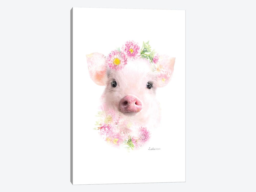 Wildlife Botanical Micro Pig by Lola Design 1-piece Canvas Art Print