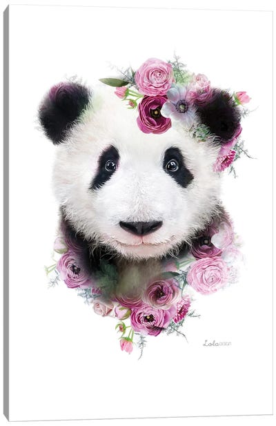 Wildlife Botanical Panda Canvas Art Print - Lola Design
