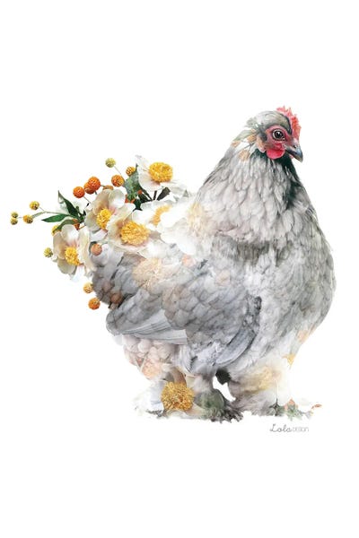 Embellished Animals: Wildlife Botanical Brahma Hen by Lola Design